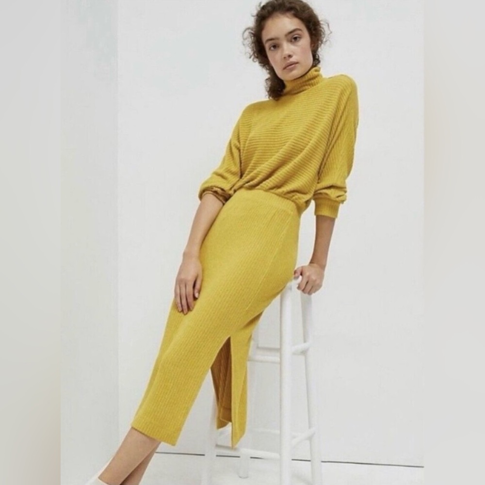 Anthropologie Saturday Sunday Mariah Ribbed Knit Long Sleeve Dress Size Small - Picture 3 of 10
